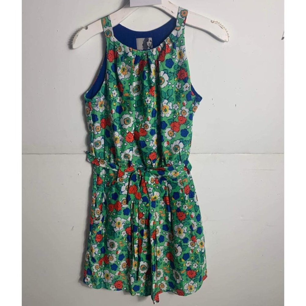 Anthropologie Eva Franco Mini Green Floral Sleeveless Dress